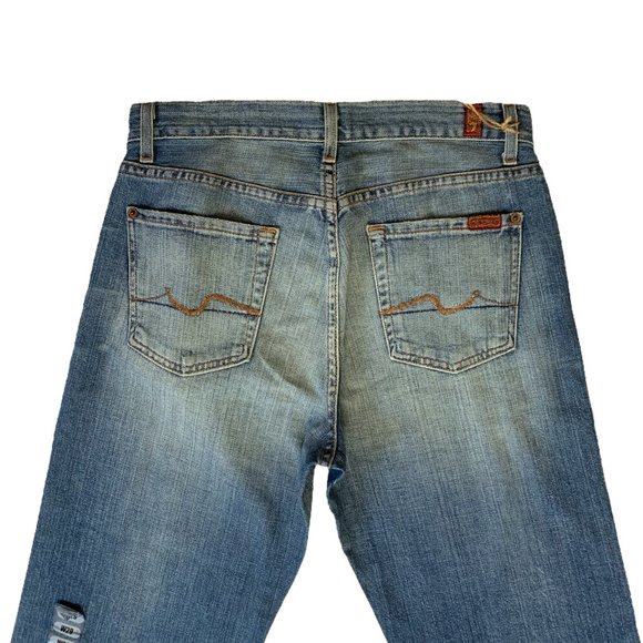 7 For All Mankind 'Relaxed' Womens Jeans Tag 29 Blue Wide-Leg W29xL34 Denim NEW - Picture 1 of 11